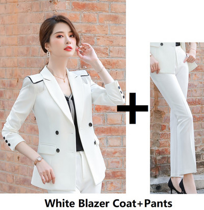 Hivatalos egyenruha nadrágkosztümök nadrággal és kabátokkal Női kabát Őszi Téli Munkaruházat Blézerek