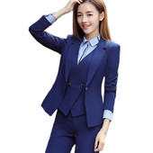 Lenshin 3 részes öltöny, sima formájú irodai női munkaruha, női nagy zsebes nadrágkosztüm, formális női blézer dzseki mellény nadrág