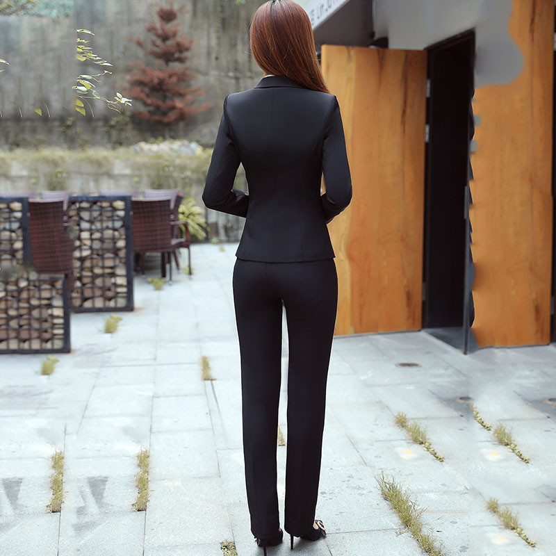 Lenshin 3 részes öltöny, sima formájú irodai női munkaruha, női nagy zsebes nadrágkosztüm, formális női blézer dzseki mellény nadrág