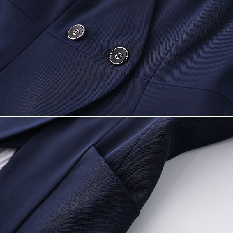 Lenshin 3 részes öltöny, sima formájú irodai női munkaruha, női nagy zsebes nadrágkosztüm, formális női blézer dzseki mellény nadrág