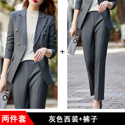 Női üzleti öltönyök őszi tél OL Stílusok Női irodai formai egyenruha formatervezési nadrágkosztümök hosszú ujjú női blézerek nagy méretű