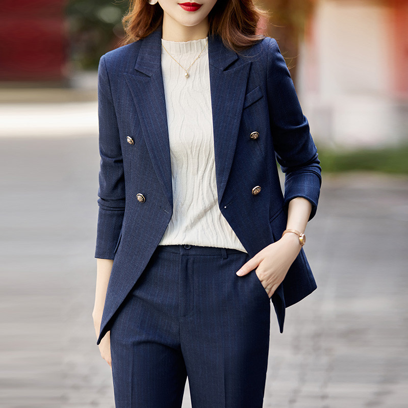 Női üzleti öltönyök őszi tél OL Stílusok Női irodai formai egyenruha formatervezési nadrágkosztümök hosszú ujjú női blézerek nagy méretű
