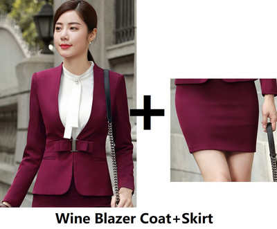 Fashion Wine Formális egyenruha Tervek Professzionális nadrágkosztümök dzsekikkel és nadrágokkal női irodai munkához Blézer szettek
