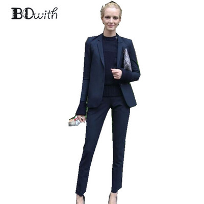 Királykék női nadrág szett Női nadrágkosztüm Munkanadrág öltöny OL női blézer (kabát + nadrág) női öltöny szett buli