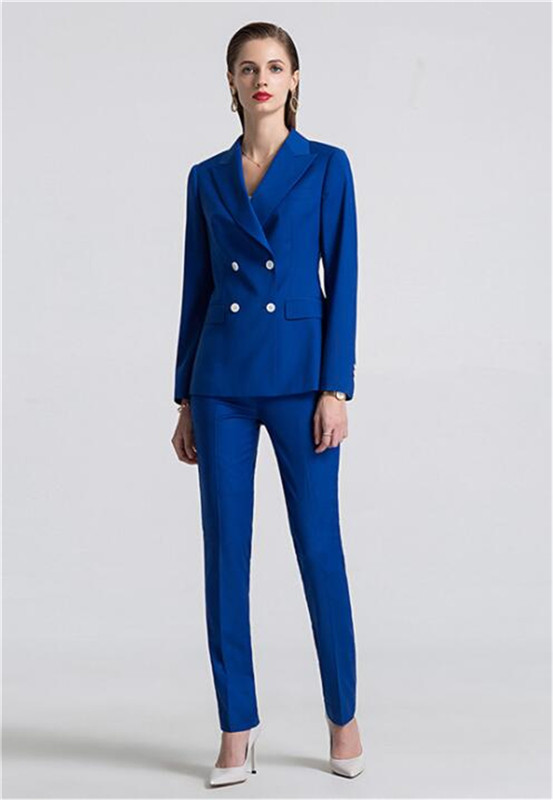 Királykék női nadrág szett Női nadrágkosztüm Munkanadrág öltöny OL női blézer (kabát + nadrág) női öltöny szett buli