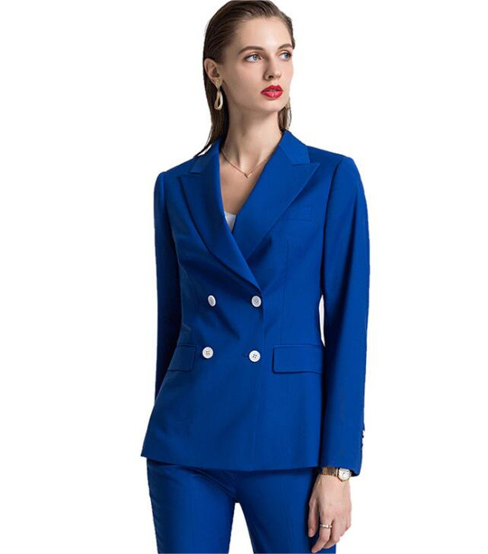 Királykék női nadrág szett Női nadrágkosztüm Munkanadrág öltöny OL női blézer (kabát + nadrág) női öltöny szett buli