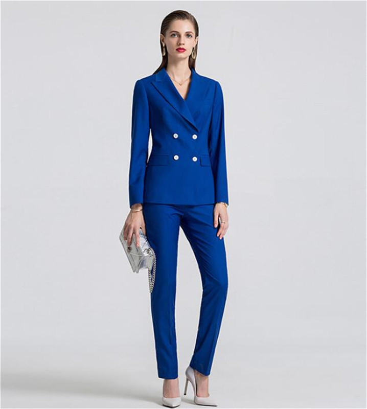 Királykék női nadrág szett Női nadrágkosztüm Munkanadrág öltöny OL női blézer (kabát + nadrág) női öltöny szett buli