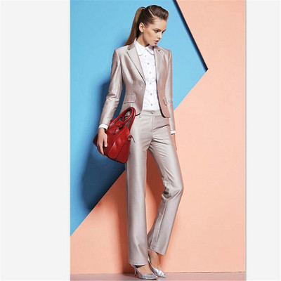 Fehér Slim Fit nadrágkosztüm kabát + nadrág női üzleti öltöny blézer formális női irodai egyenruha Női nadrág nadrágkosztüm