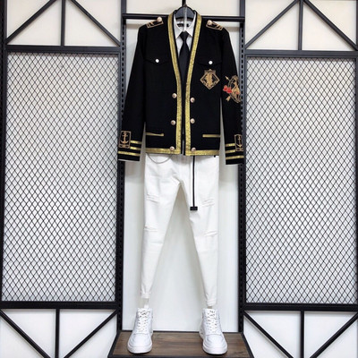 Férfi blézer öltöny nadrág szett Férfi Slim Fit báli ruha Üzleti blézer férfi dzseki nadrággal, kétrészes fekete készletek