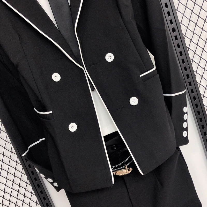 Férfi blézer öltöny nadrág szett Férfi Slim Fit báli ruha Üzleti blézer férfi dzseki nadrággal, kétrészes fekete készletek