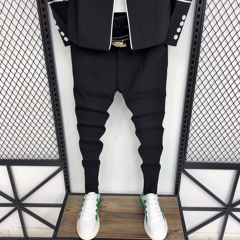 Férfi blézer öltöny nadrág szett Férfi Slim Fit báli ruha Üzleti blézer férfi dzseki nadrággal, kétrészes fekete készletek