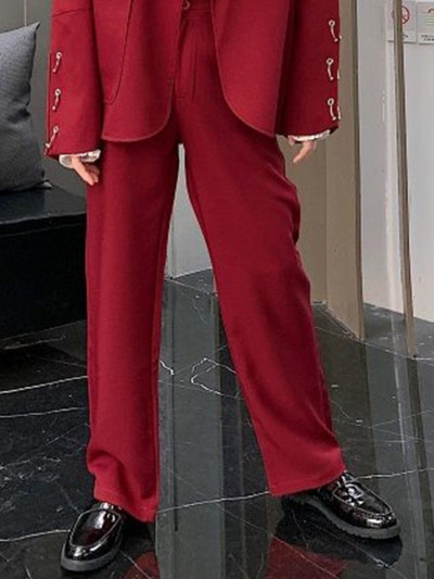 IEFB őszi tél személyre szabott dizájn vasgyűrű dekoráció borvörös öltöny 2023 új koreai divat egyszínű férfi luxus 9A5225