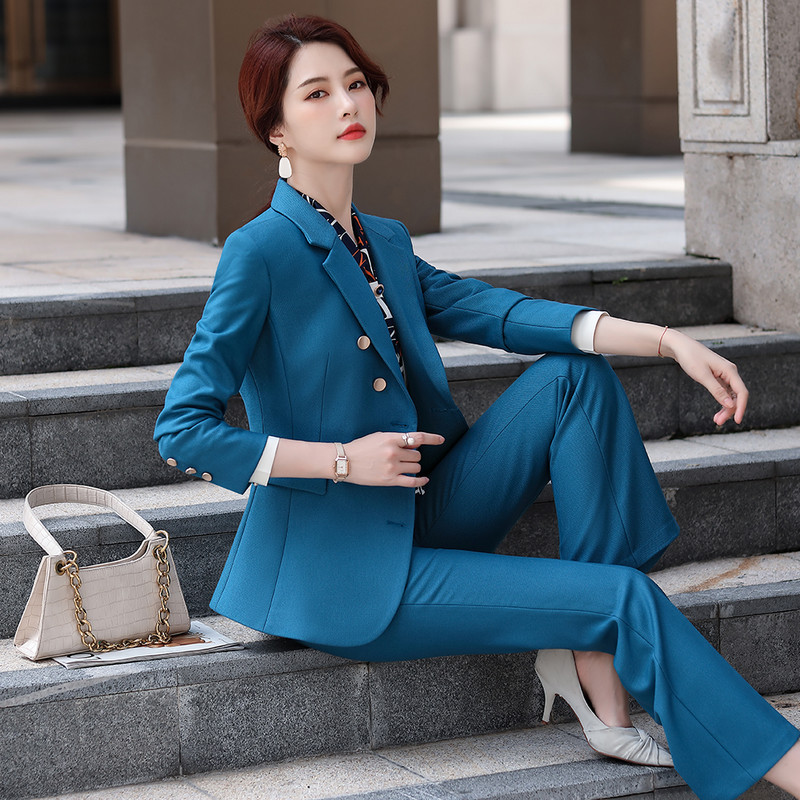 Női Kiváló minőségű formális nadrágkosztüm legnagyobb méretű 5XL 2 részes szett divat gomb dekoráció blézer dzseki női téli ruhák