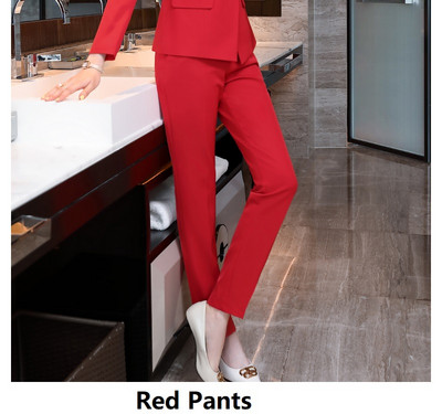 Divat Piros Női Formális Egyenruha Tervek Nadrágruhák Őszi Téli Professzionális OL Stílusok Női Üzleti Blézerek Elegáns Piros