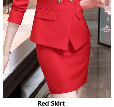 Divat Piros Női Formális Egyenruha Tervek Nadrágruhák Őszi Téli Professzionális OL Stílusok Női Üzleti Blézerek Elegáns Piros