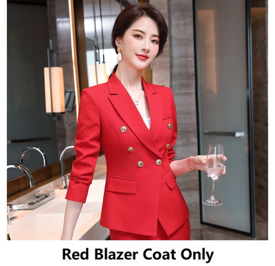 Divat Piros Női Formális Egyenruha Tervek Nadrágruhák Őszi Téli Professzionális OL Stílusok Női Üzleti Blézerek Elegáns Piros