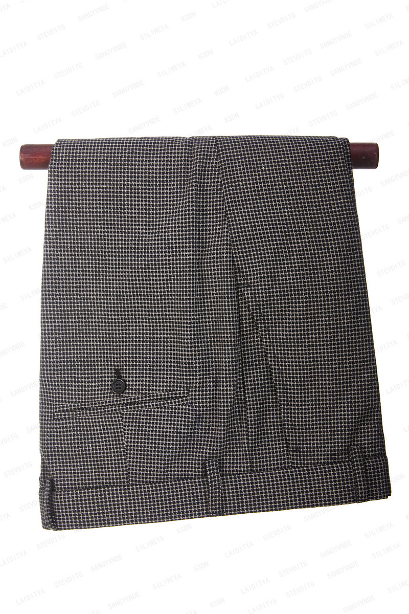 2023-as divat új férfi nyári alkalmi vászonruhák fekete fehér Reto klasszikus kockás üzleti esküvői vőlegény 2 db szett kabát nadrág