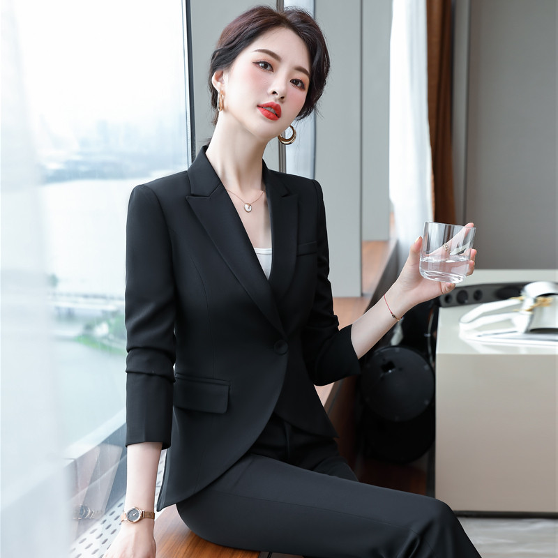 Hosszú ujjú formális egyenruha Designs nadrágkosztüm irodai hölgyeknek Professzionális OL stílusok Őszi téli blézer szett Elegáns piros