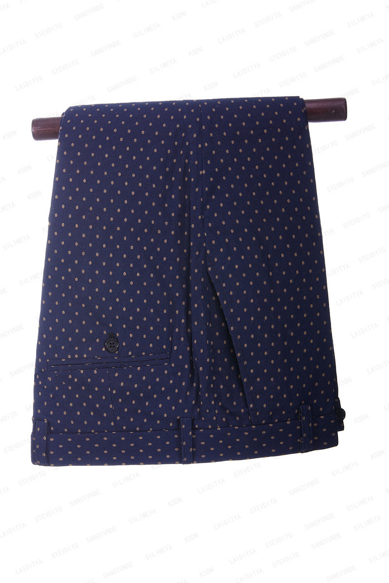 2023 férfi öltönyök kék vászon divat butik khaki pöttyös fekete szatén hajtóka Alkalmi üzleti esküvői szmoking 2 db szett kabát nadrág