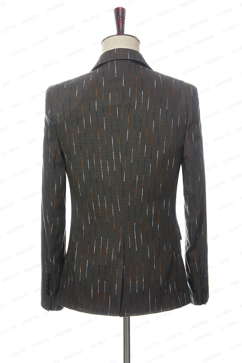 2023-as új férfi nyári üzleti formális vászon öltönyök kék sárga kockás színes csíkos karcsú, vőlegény esküvői 2 db szett kabát nadrág