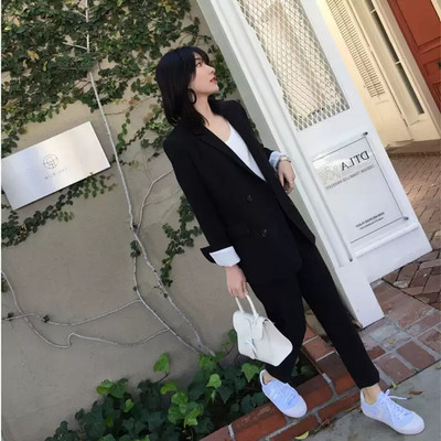 2022. tavaszi őszi női öltönyök 2 részes szett blézer dzseki és nadrág női karcsú, alkalmi nadrágkosztümök elegáns női üzleti szettek