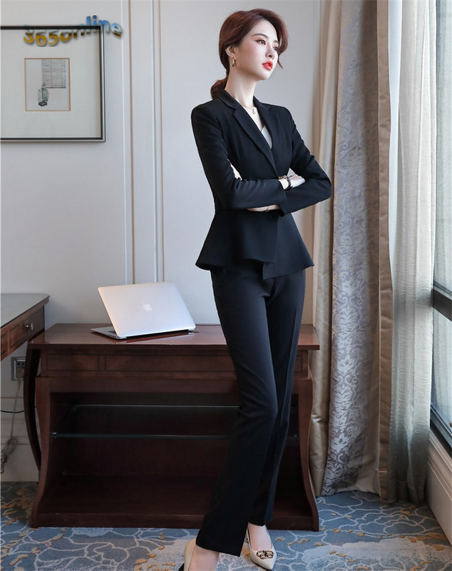 Elegáns piros formális formatervezési nadrágkosztümök nadrággal és dzsekik Kabát női munkavégzésre Blézer övvel