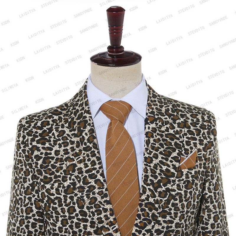 2023-as új csúcskategóriás férfi öltöny, férfi esküvői, leopárdmintás vőlegény karcsú blézer szett szmoking 2 db szett (kabát+nadrág) Teno Masculino