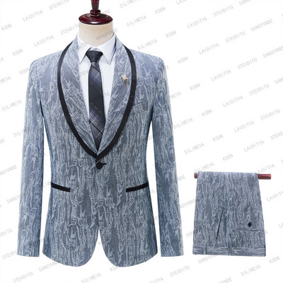 2023-as új világoskék farmer jacquard kiváló minőségű tökéletes öltöny, új dizájn esküvői öltöny 2023-as olasz design egyedi férfi öltöny