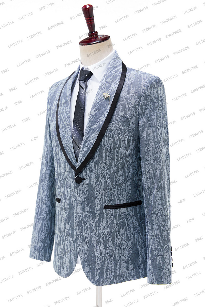 2023-as új világoskék farmer jacquard kiváló minőségű tökéletes öltöny, új dizájn esküvői öltöny 2023-as olasz design egyedi férfi öltöny