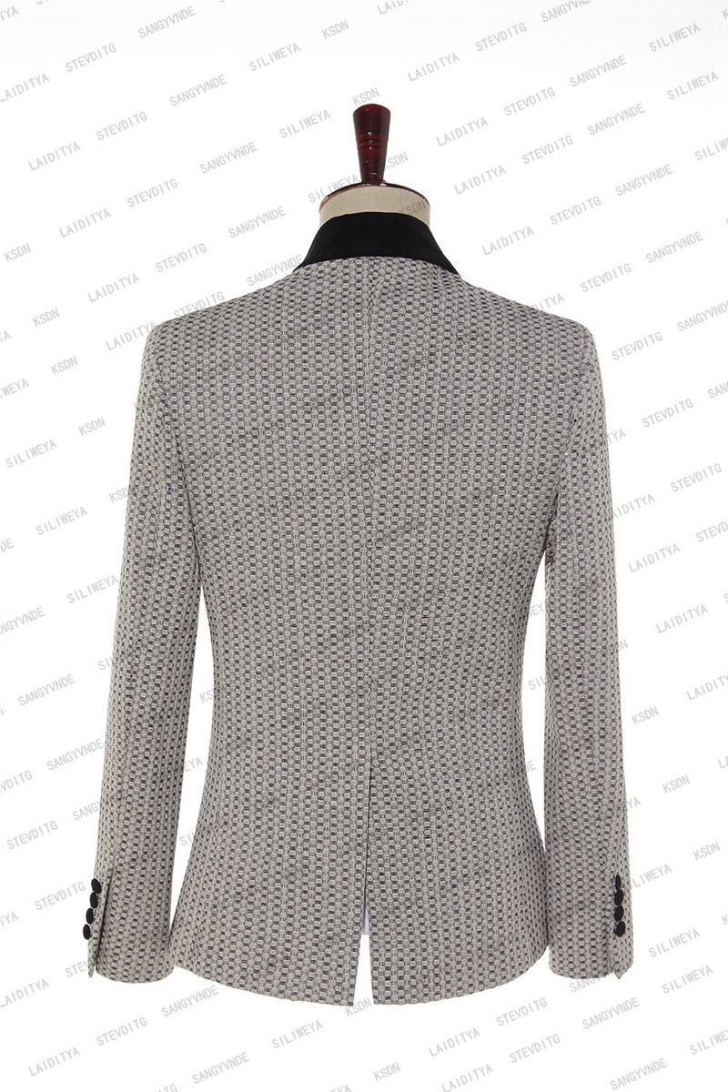 2023-as új férfi alkalmi butik üzleti Khaki fekete bársony hajtókás pöttyös öltönyök férfi blézer dzseki nadrág 2 db készlet Terno Masculino