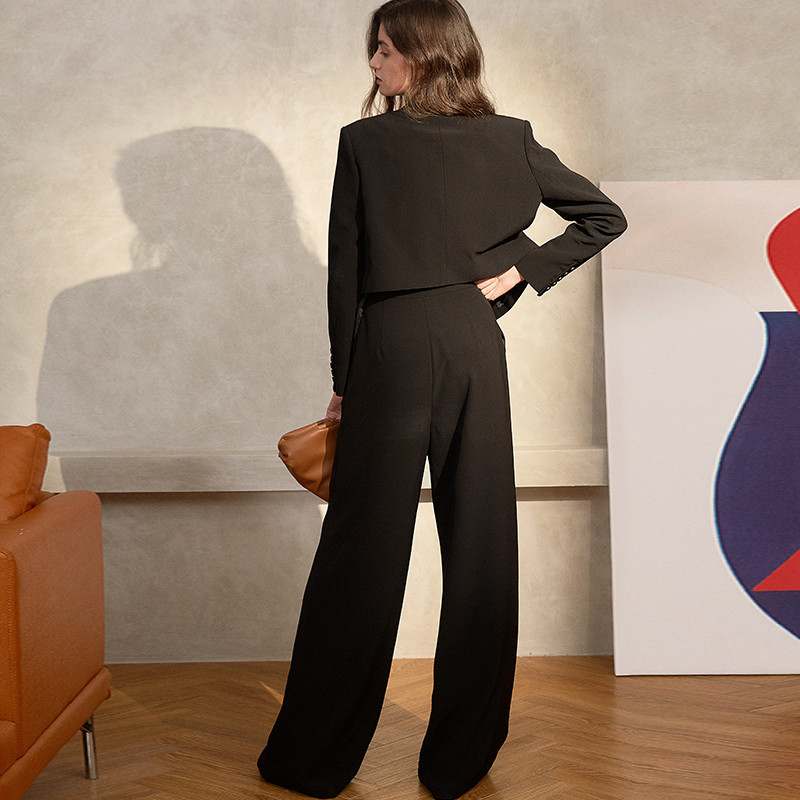 AEL női nadrágkosztüm nyári világoszöld blézer rövid dzseki és széles szárú nadrág 2020 irodai női nadrág öltönyök női szettek