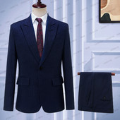 2023-as új érkezés, sötétkék farmer csíkos szmoking öltöny férfiaknak esküvői karcsú szabású úri dzsekik nadrággal 2 részes férfi jelmez