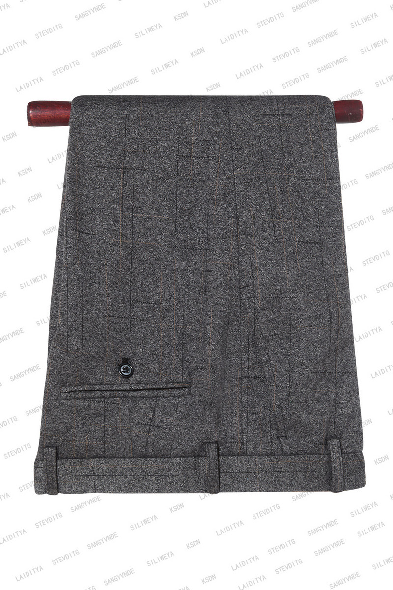 2023 New Fashion Boutique Alkalmi üzleti férfi öltönyök, sötétszürke, kockás vőlegény esküvői férfi, alkalmi társasági, 2 db-os szett (kabát+nadrág)