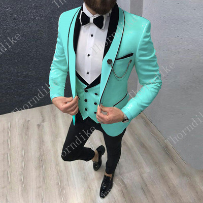 Egygombos karcsúsított férfi öltönyök világoslila bársony báli színpadi esküvői szmokingok 2021 őszi 3 részes férfi öltöny kabát mellény nadrág