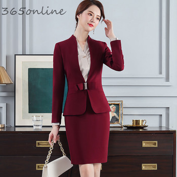 Fashion Wine Uniform Styles Γυναικείες επαγγελματικές φόρμες Επαγγελματικές φόρμες παντελονιών με τζάκετ και παντελόνι Γυναικεία δουλειά γραφείου Μπλέιζερ