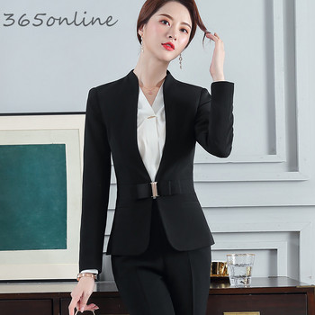 Fashion Wine Uniform Styles Γυναικείες επαγγελματικές φόρμες Επαγγελματικές φόρμες παντελονιών με τζάκετ και παντελόνι Γυναικεία δουλειά γραφείου Μπλέιζερ