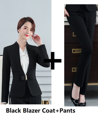 Divat Bor Egyenruha Stílusok Női üzleti öltönyök Professzionális nadrágkosztümök kabátokkal és nadrágokkal Női irodai munkaruházat Blézerek
