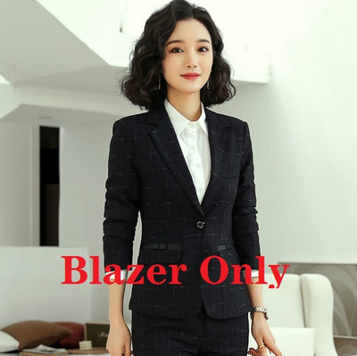 Női sötétkék blézer női öltönyök hivatalos irodai öltönyök munkaruha kabát és nadrág szett