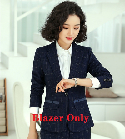 Női sötétkék blézer női öltönyök hivatalos irodai öltönyök munkaruha kabát és nadrág szett