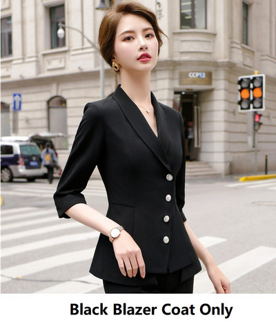 Női irodai professzionális üzleti blézer öltönyök 2 részes készlettel, ceruzanadrággal és kabáttal kabát tavaszi nyár fél ujjú szett