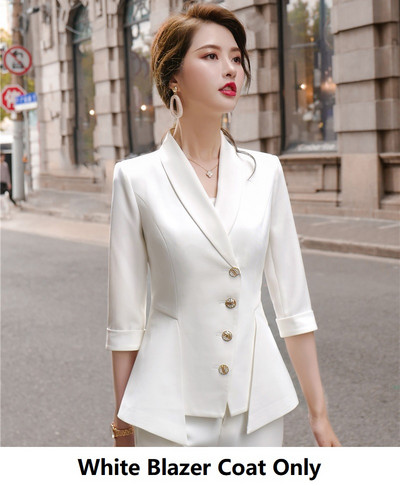 Női irodai professzionális üzleti blézer öltönyök 2 részes készlettel, ceruzanadrággal és kabáttal kabát tavaszi nyár fél ujjú szett