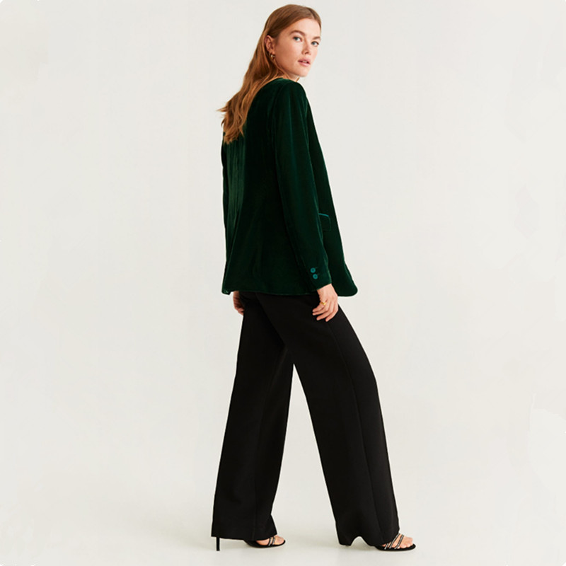 Bársonyos női öltöny női zöld temperamentum karcsú öltöny kétrészes öltöny blézer nadrág öltöny egyedi gyártás