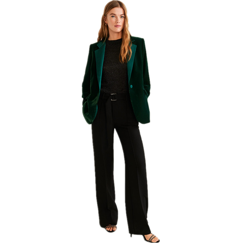 Bársonyos női öltöny női zöld temperamentum karcsú öltöny kétrészes öltöny blézer nadrág öltöny egyedi gyártás