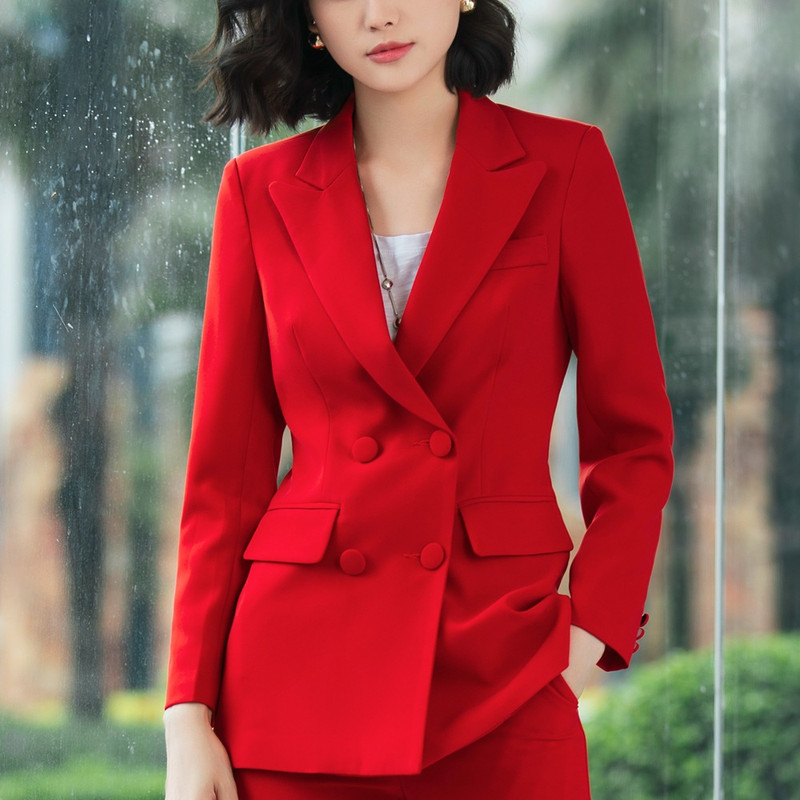 Irodai női munkanadrág öltönyök női üzleti egyenruhák kétsoros divatos nadrág blézer szett formális kabát öltöny női 2019