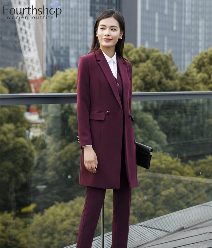 Fashion 3 részes szett nadrágkosztüm nőknek hosszú kabát nadrág mellény Őszi téli blézer szett ruhák kabát öltöny női 2021 XXL