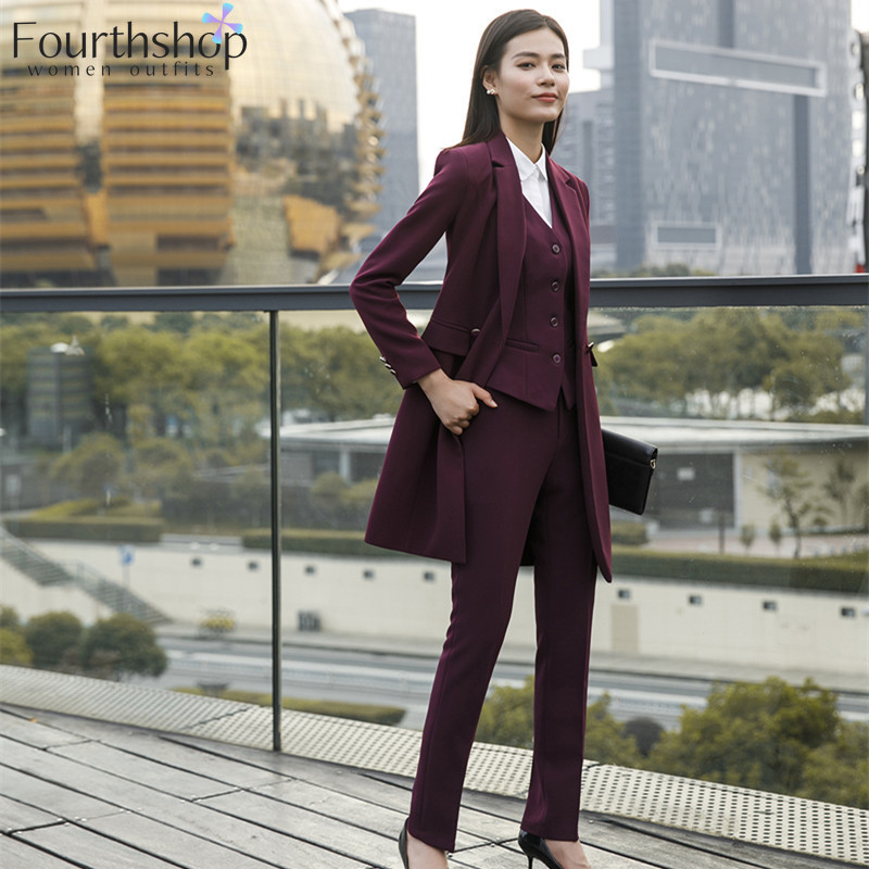 Fashion 3 részes szett nadrágkosztüm nőknek hosszú kabát nadrág mellény Őszi téli blézer szett ruhák kabát öltöny női 2021 XXL