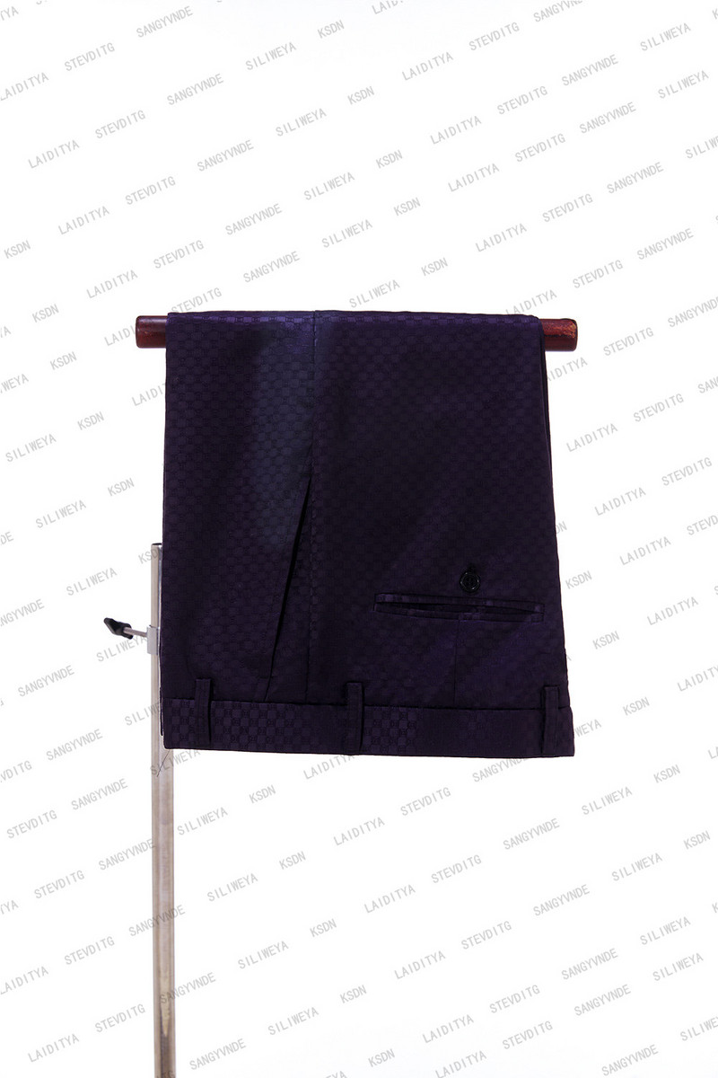 2023-as új, sötétlila jacquard 2 db-os szett Férfi öltöny Blézer Nadrág Klasszikus Üzleti Gentleman Alkalmi vőlegény esküvői férfi ruházat