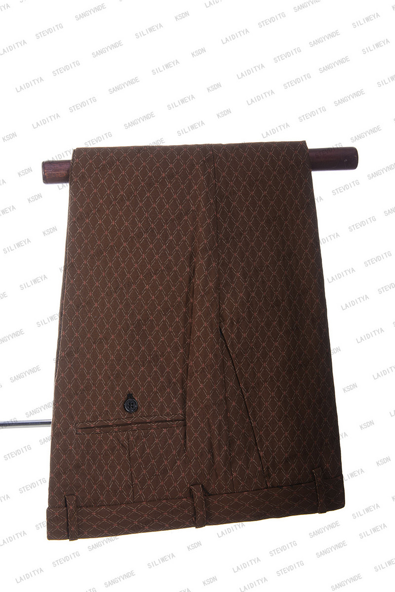 2023-as divat új nyári férfi alkalmi üzleti barna vászon kockás fekete hajtóka esküvői ruha karcsúsított öltöny 2 db szett kabát nadrág