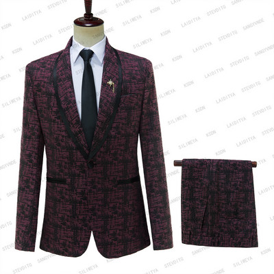 2023-as új bor és vörös fekete jacquard kiváló minőségű, tökéletes öltönyök új dizájn esküvői öltönyök olasz design egyedi készítésű férfi öltöny