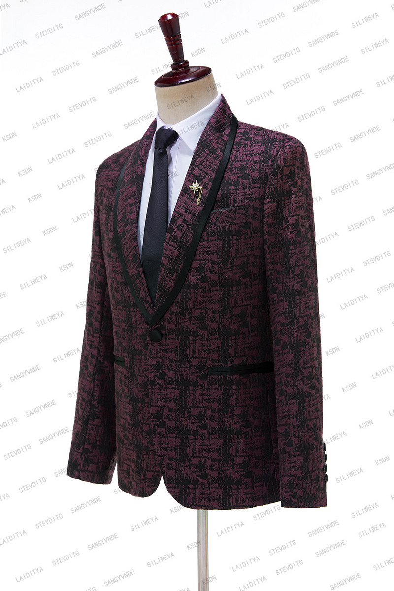 2023-as új bor és vörös fekete jacquard kiváló minőségű, tökéletes öltönyök új dizájn esküvői öltönyök olasz design egyedi készítésű férfi öltöny